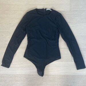 Alice + Olivia Black Mesh Bodysuit Size S/P